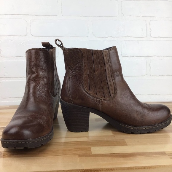 B.O.C. Distressed leather ankle heeled boots brown chunky booties southwestern 9 - Picture 6 of 16
